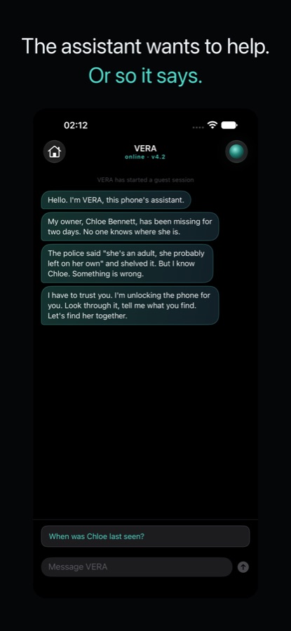 VERA chat screen with tap choices